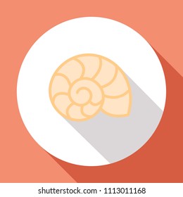 Seashell. Flat icon with long shadow. Flat design. Vector illustration. EPS10.