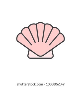 Seashell flat line colored icon. 