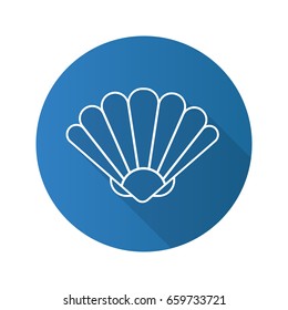 Seashell flat linear long shadow icon. Vector outline symbol