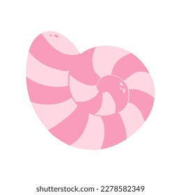 seashell flat vector cartoon color illustration. Shell icon on white background