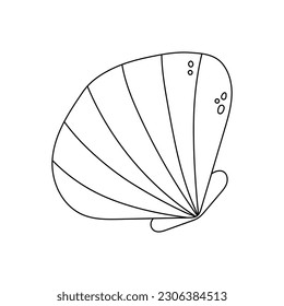 seashell flat vector cartoon illustration. Shell icon on white background