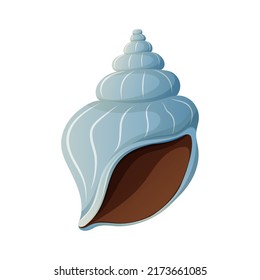 Seashell in the form of a cone. Vector illustration, cartoon style. The element of the sea, the beach. Ocean nature underwater