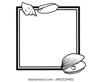 Seashell Frame Sketch Line Art