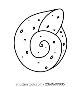 Seashell. Hand drawn doodle style. Vector illustration isolated on white. Coloring page.