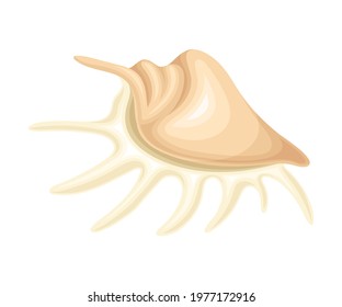 Seashell as Hard Marine Snail Shell Vector Illustration