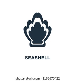 Seashell icon. Black filled vector illustration. Seashell symbol on white background. Can be used in web and mobile.