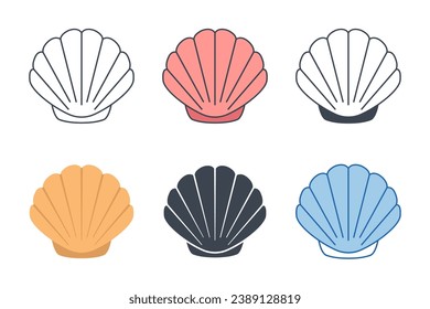 Seashell icon collection with different styles. Pearl Shell icon symbol vector illustration isolated on white background