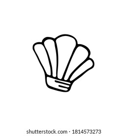 Seashell icon hand drawn on a white background. Vector illustration.