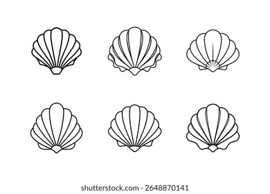 seashell icon line art vector illustration