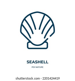 Seashell icon. Linear vector illustration from poi nature collection. Outline seashell icon vector. Thin line symbol for use on web and mobile apps, logo, print media.