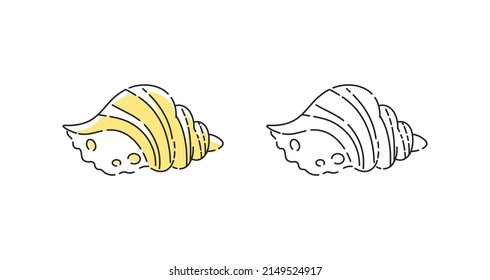 Seashell icon linear vector. Oyster shell logo symbol set in color and black.