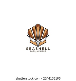 Seashell  icon logo design template flat vectoranimal and underwater