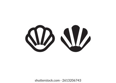 Seashell icon in outline and filled style Vector