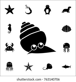 Seashell icon. Set of cute aquatic animal icons. Web Icons Premium quality graphic design. Signs, outline symbols collection, simple icons for websites, web design, mobile app on white background.