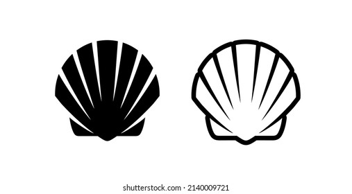 Icono de la concha. Moluscos de la concha de mar. Ilustración vectorial aislada en un fondo blanco.