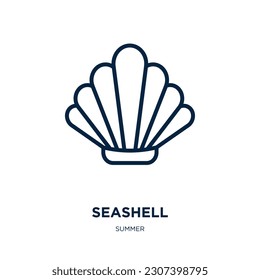 seashell icon from summer collection. Thin linear seashell, sea, fish outline icon isolated on white background. Line vector seashell sign, symbol for web and mobile