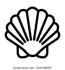 Seashell icon with symmetrical lines. Vector illustration. Editable stroke.