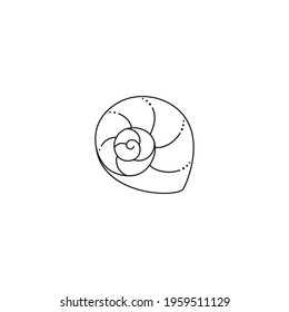 Seashell Icon in a Trendy Minimal Linear Style. Vector Illustration of a Snail Shell for Website, T-Shirt Print, Tattoo, Social Media Post and Stories