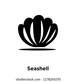 Seashell icon vector isolated on white background, logo concept of Seashell sign on transparent background, filled black symbol