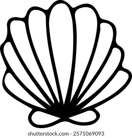 The seashell icon. Vector icon of seashells. Black linear seashell icons