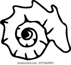 The seashell icon. Vector icon of seashells. Black linear seashell icons