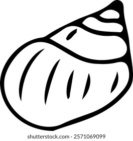 The seashell icon. Vector icon of seashells. Black linear seashell icons