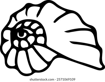 The seashell icon. Vector icon of seashells. Black linear seashell icons