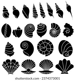 Seashell icon vector set. Shell illustration sign collection. Sea life symbol or logo.