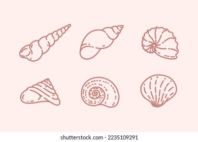 Seashell illustration. Stylized vector element for prints, clothing, pattern, packaging and postcards.