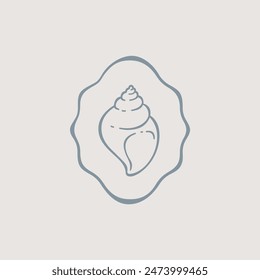 Seashell illustration. Stylized vector element for prints, clothing, pattern, packaging and postcards.