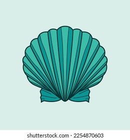 Muschelgrafik. Vektorgrafik-Design einer bunten blauen Muschel 