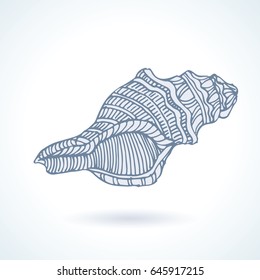 Seashell isolated free hand drawing, sketch style