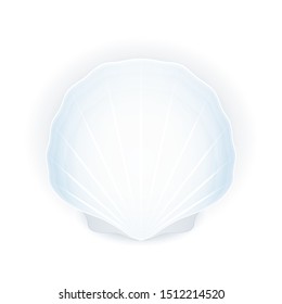 Seashell isolated on white background, blue shell, vector illustration