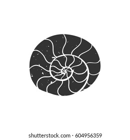 Seashell isolated on white. Vector illustration. Beach concept for restaurant menu card, ticket, branding, logo label. Black and white