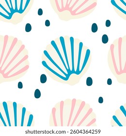 Seashell and Leaves Pattern, summer pattern design 