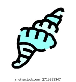 Concha com um preenchimento azul claro, apresentando um estilo de desenho de arte de linha simples adequado para projetos marinhos, oceânicos e de praia, representando conceitos de verão e férias