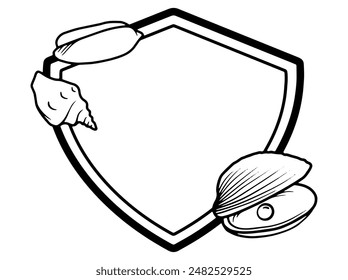 Seashell Line Art Black and White