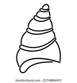 Seashell line art drawing representing summer vacation and tropical beach