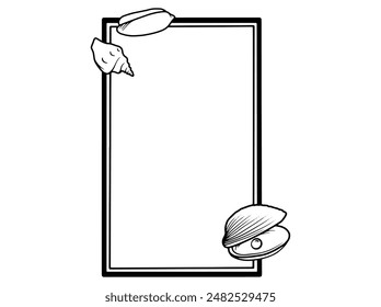 Seashell Line Art Frame Background