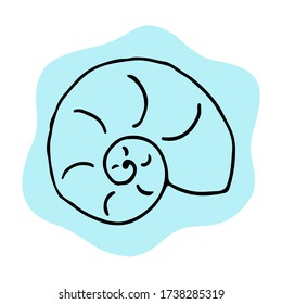 Seashell line art hand drawing editable doodle vector illustration