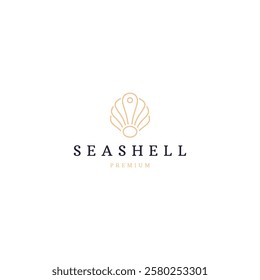 Seashell with line art style logo icon design template flat vector