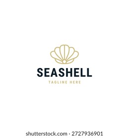 Linha de concha estilo arte logotipo conceito vetor ilustração