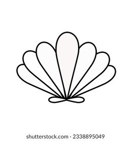Seashell line icon isolated on white background. Scallop shellfish pearl logo concept.