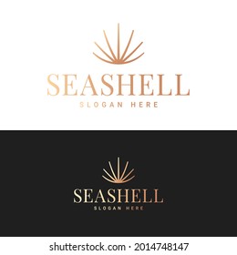 Seashell logo icon. Sea shell on black and white background