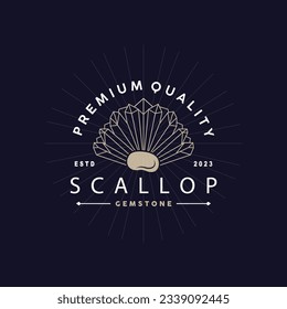 Seashell Logo, Inspirational Scallop Design With Pearl, Ocean Animals, Vector Jewelry Luxury Shell Beauty And Cosmetic