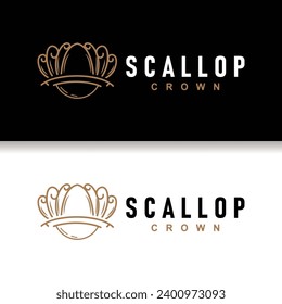 Seashell Logo, Inspirational Scallop Design With Pearl, Ocean Animals, Vector Jewelry Luxury Shell Beauty And Cosmetic