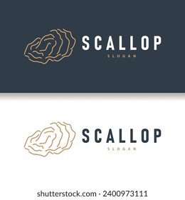 Seashell Logo, Inspirational Scallop Design With Pearl, Ocean Animals, Vector Jewelry Luxury Shell Beauty And Cosmetic