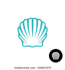 Seashell Logo. Scallop Seashell Elegant Symbol. Sea Shell Isolated Silhouette.