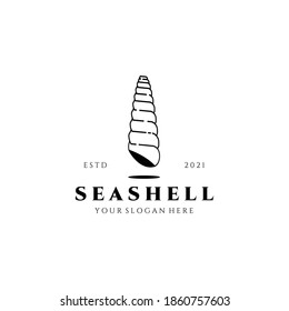 seashell logo vector illustration template design, line art premium shell logo