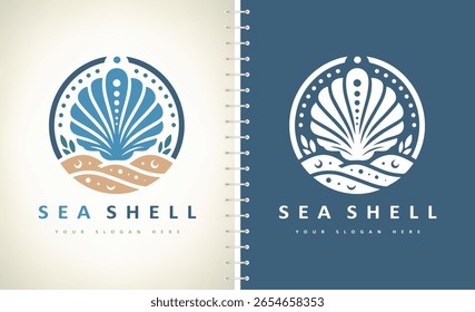 Vetor de logotipo de concha. Design de natureza